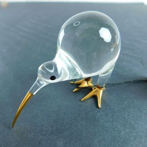 W.B. Taylor Kiwi Borosilicate Crystal 24k Gold Figurine New Zealand Vintage